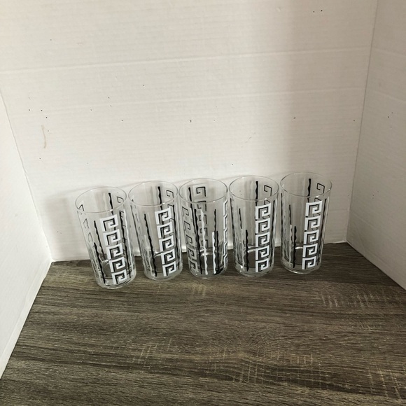 Vtg Libbey MCM Greek Key Highball Glasses - Picture 5 of 12